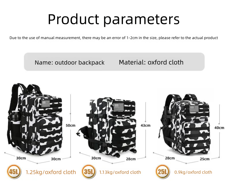 Zaino Tattico 45L/35L/25L Moll - Outdoor Sport Backpack recensione e prezzo